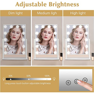 FUNTOUCH Dimmable LED Makeup Mirror for Glamour