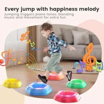 Holyton Music & Light up stepping stones for kids,5 pcs Stepping Stone,Non-Slip,Encourage Toddler Balance,toddler step stone,sensory stepping stones for 3 4 5 6 years old,Indoor & Outdoor Play