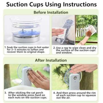 AMOSIJOY Cordless Cat Window Perch, Cat Hammock for Wall with 5 Suction Cups, Anchor&Screw for Two Ways of Installation, Solid Metal Frame and Reversible Cover, Foldable Cat Beds for Indoor Cats