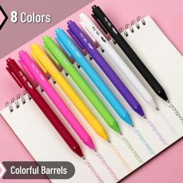 Mr. Pen- Retractable Gel Pens, 8 Pack, Color Ink Gel Pens Fine Point, Vivid Colors, 0.7mm Gel Pens F...