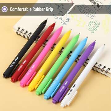 Mr. Pen- Retractable Gel Pens, 8 Pack, Color Ink Gel Pens Fine Point, Vivid Colors, 0.7mm Gel Pens Fine Point, Retractable Pens, Cute Pens, Aesthetic Pens for Journaling Fine Tip Pens