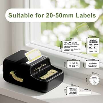 DEEPIN B21 Label Maker-Portable Bluetooth Thermal Label Maker Machine, 2 Inch Barcode Label Printer for Small Business, Clothing, Jewelry, Retail, Mailing, Barcode, with 1pack 50×30mm Label, Black