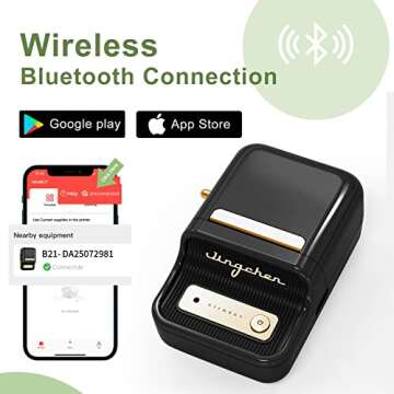 DEEPIN B21 Label Maker-Portable Bluetooth Thermal Label Maker Machine, 2 Inch Barcode Label Printer for Small Business, Clothing, Jewelry, Retail, Mailing, Barcode, with 1pack 50×30mm Label, Black