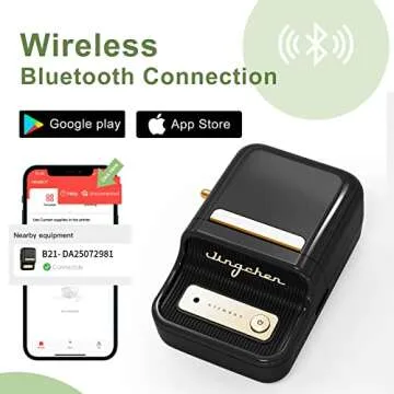 DEEPIN B21 Label Maker-Portable Bluetooth Thermal Label Maker Machine, 2 Inch Barcode Label Printer for Small Business, Clothing, Jewelry, Retail, Mailing, Barcode, with 1pack 50×30mm Label, Black