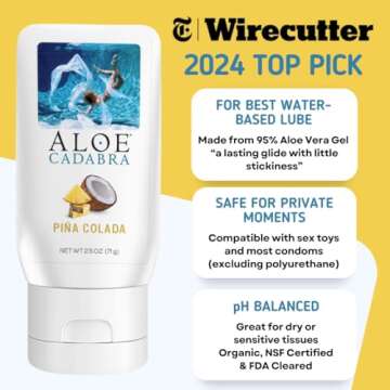 Aloe Cadabra Flavored Personal Lubricant and Vaginal Moisturizer, Organic Edible Aloe Lube for Men, ...