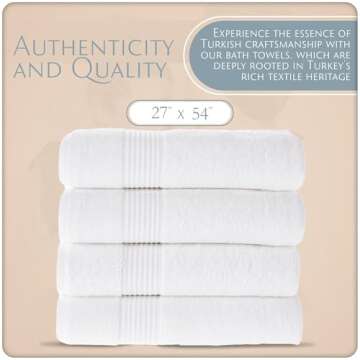 MAURA Basics Performance Bath Towels 100% Turkish Cotton with Hook Loops. Extra Large Luxury Absorbe...