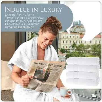 MAURA Basics Performance Bath Towels 100% Turkish Cotton with Hook Loops. Extra Large Luxury Absorbent Plush Towel Sets for Bathroom, Daily Use American Standard Size 27”x54”, White