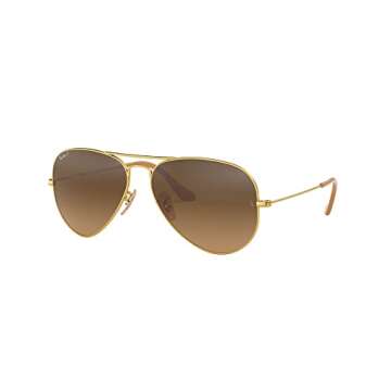 Ray-Ban RB3025 Classic Aviator Sunglasses - Matte Gold/Polarized Brown Gradient - 55mm