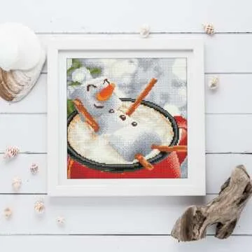 DIAMOND ART BY LEISURE ARTS Snowman Latte, 12"X12", Intermediate Diamond Painting Kits for Adults, Art for Adults, Kit, Painting