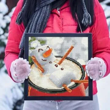 DIAMOND ART BY LEISURE ARTS Snowman Latte, 12"X12", Intermediate Diamond Painting Kits for Adults, Art for Adults, Kit, Painting