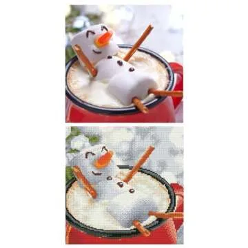 DIAMOND ART BY LEISURE ARTS Snowman Latte, 12"X12", Intermediate Diamond Painting Kits for Adults, Art for Adults, Kit, Painting
