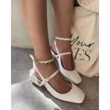 Elegant Coutgo Womens Mary Jane Chunky Low Heels for Any Occasion