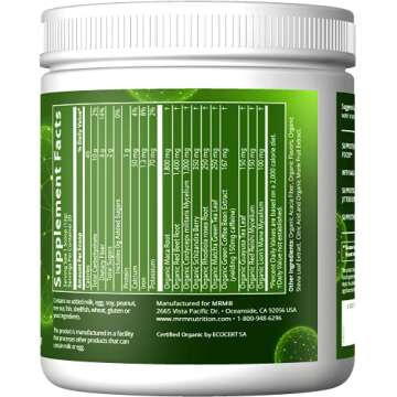 MRM Nutrition Organic Pre-Workout Powder | Black Cherry Flavored | Superfoods + 150mg Natural Caffei...