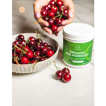 MRM Nutrition Organic Pre-Workout Powder | Black Cherry Flavored | Superfoods + 150mg Natural Caffeine + adaptogens | Clean Energy + Focus| Healthy Blood Flow | Vegan + Non-GMO | 20 Servings