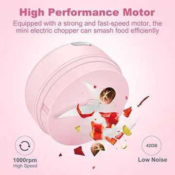 DAHOKO Electric Mini Garlic Chopper (Portable, Wireless, 100ml) with Spoon, Food Chopper Tool, Mini Chopper for Mashing Onion, Garlic, Chili, Peppers, Nuts(Pink)