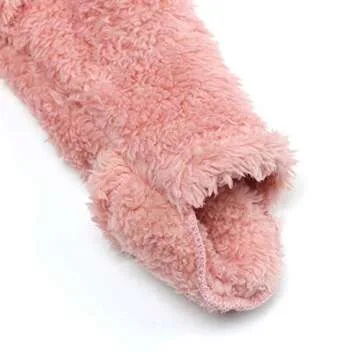 Newborn Baby Warm Snowsuit Cotton Fleece Hooded Romper Bear Pattern Jumpsuit for Baby Girl Boy Pink 0-3M