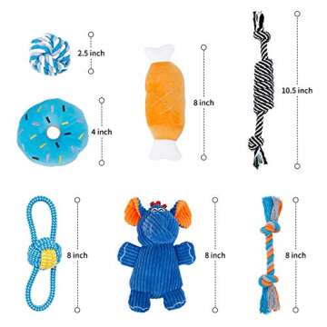 Toozey Puppy Toys, 7 Pack Puppy Teething Chew Toys, Cute Elephant Dog Toys for Small Dogs, Durable Plush Squeaky Puppy Toys Small Dogs, Ropes Puppy Teething Toys, Non-Toxic and Safe
