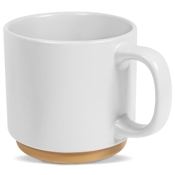 Senwako Large Coffee Mug - Oversized Ceramic Soup Mugs with Handles, 21 oz, Two-Colors Glazing (Whit...