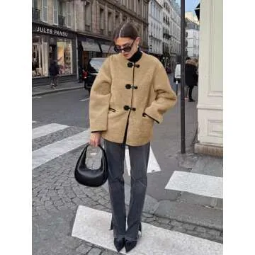 Cicy Bell Womens Oversized Faux Fur Jacket Fuzzy Fleece Coats Button Front Winter Outfits with Pockets