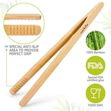 Reusable Classic Bamboo Toast Tongs – Perfect Kitchen Utensils for Safe Toasting and Serving