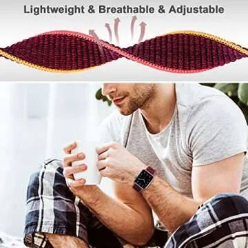 OHOTLOVE Nylon Sport Band Compatible with Apple Watch Band 38mm 40mm 41mm 42mm 44mm 45mm 46mm 49mm, Adjustable Breathable Women Men Braided Strap Compatible for iWatch Series 10/9/8/7/6/5/SE/Ultra