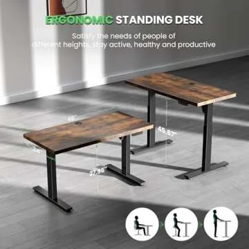 SIAGO Electric Standing Desk Adjustable - 48 x 24 Inch Sit Stand up Desk with Cable Management - 3 Memory Preset Adjustable Height Desk Computer Home Office Desk