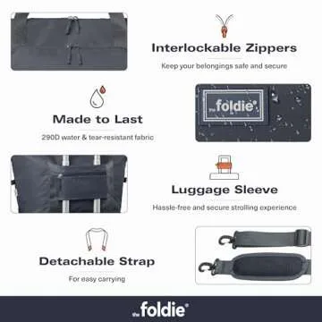 The Foldie® Foldable Travel Bag for Women [LARGE CAPACITY] - Packable & Expandable Tote Bag with Zipper - Grey
