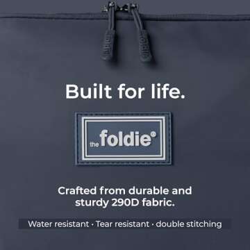 The Foldie® Foldable Travel Bag for Women [LARGE CAPACITY] - Packable & Expandable Tote Bag with Zipper - Grey
