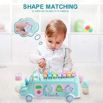 EFOSHM Baby School Bus Xylophone Educational Toy