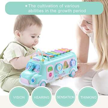 EFOSHM Baby School Bus Xylophone Educational Toy