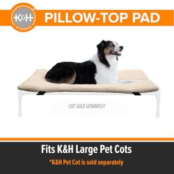 K&H Pet Products Dog Cot Pad (Cot Sold Separately), Pillow-Top Comfort Bed for K&H Large Elevated Do...