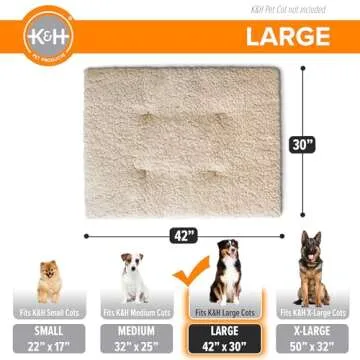K&H Pet Products Dog Cot Pad (Cot Sold Separately), Pillow-Top Comfort Bed for K&H Large Elevated Dog Beds, Soft & Fluffy, Secure Fit Straps, Machine Washable, Portable - Large 42 X 30in Tan Fleece