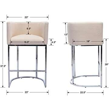 HNY Modern Cream Counter Height Stools Set of 4