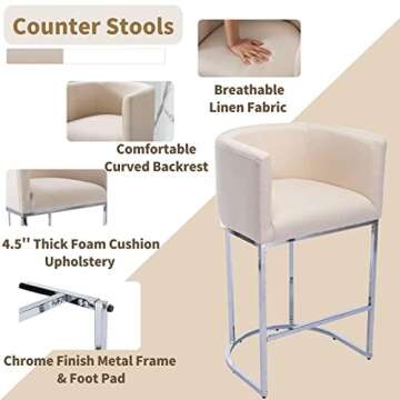 HNY Modern Cream Counter Height Stools Set of 4