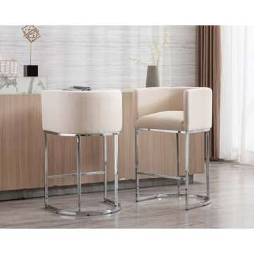 HNY Modern Cream Counter Height Stools Set of 4