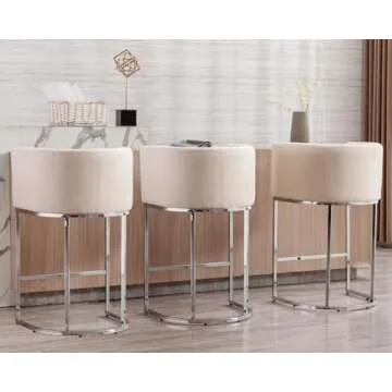 HNY Modern Cream Counter Height Stools Set of 4