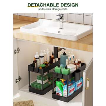 LEHOM Slim Rolling Storage Cart - 4 Tiers Bathroom Organizer Utility Cart Slide Out Storage Shelves Mobile Shelving Unit for Kitchen, Bedroom, Office, Laundry Room, Small Narrow Spaces Black