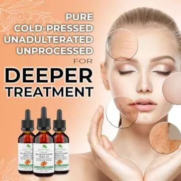 Jeune Naturelle Sea Buckthorn Oil Organic, From Fruit & Seeds, 100% Pure RAW Virgin Cold-Pressed Undiluted Unrefined, Fast Absorbing, Travel Size, Non-Comedogenic