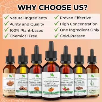 Jeune Naturelle Sea Buckthorn Oil Organic, From Fruit & Seeds, 100% Pure RAW Virgin Cold-Pressed Undiluted Unrefined, Fast Absorbing, Travel Size, Non-Comedogenic