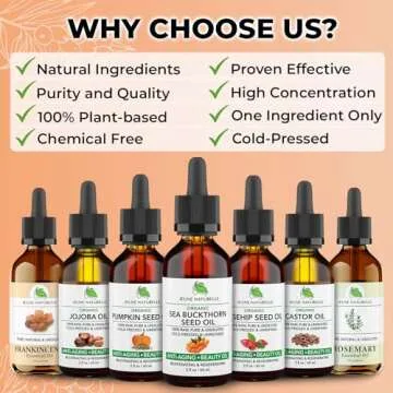 Jeune Naturelle Sea Buckthorn Oil Organic, From Fruit & Seeds, 100% Pure RAW Virgin Cold-Pressed Undiluted Unrefined, Fast Absorbing, Travel Size, Non-Comedogenic