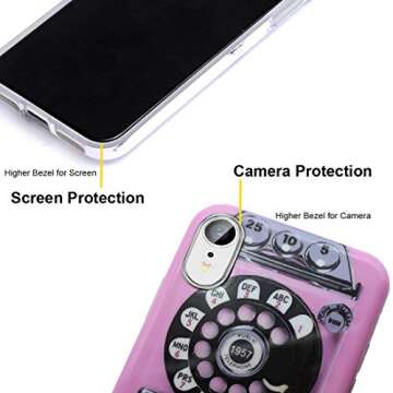 Unov Case Compatible with iPhone XR Case Soft Protective Slim TPU Shockproof Bumper Design Support Wireless Charging 6.1 Inch (Retro Payphone)