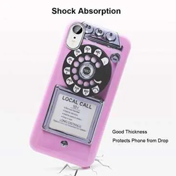 Unov Case Compatible with iPhone XR Case Soft Protective Slim TPU Shockproof Bumper Design Support Wireless Charging 6.1 Inch (Retro Payphone)