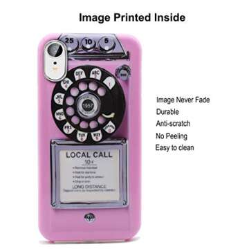 Unov Case Compatible with iPhone XR Case Soft Protective Slim TPU Shockproof Bumper Design Support Wireless Charging 6.1 Inch (Retro Payphone)