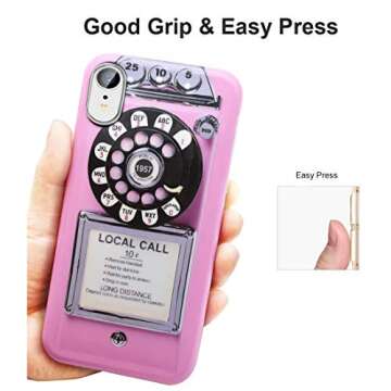 Unov Case Compatible with iPhone XR Case Soft Protective Slim TPU Shockproof Bumper Design Support Wireless Charging 6.1 Inch (Retro Payphone)