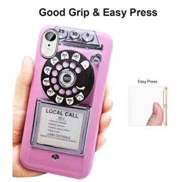 Unov Case Compatible with iPhone XR Case Soft Protective Slim TPU Shockproof Bumper Design Support Wireless Charging 6.1 Inch (Retro Payphone)