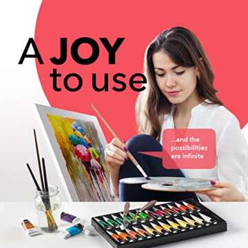 Castle Art Supplies 48 x 22ml Acrylic Paint Set | All-inclusive Set for Beginners, Adult Artists | Premium Quality Intense Colours | Smooth to Use on Range of Surfaces | In Impressive Presentation Box