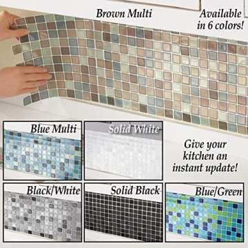 Collections Etc Multi-Colored Adhesive Mosaic Backsplash Tiles for Kitchen and Bathroom - Set of 6, Brown Multi