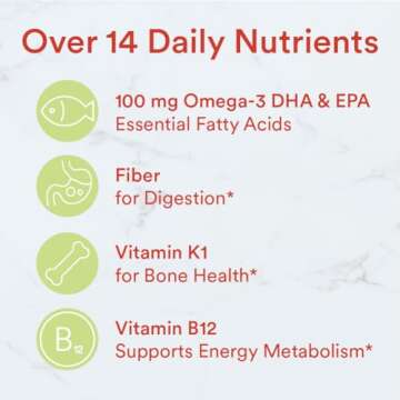 SmartyPants Kids Multivitamin Gummies and Fiber Supplement: Vitamin D3, C, Vitamin B12, B6, A, Zinc, Biotin, Inositol, Fiber Gummies, Three Fruit Flavors, 120 Count (30 Day Supply)