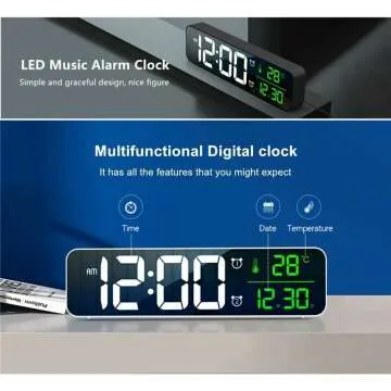 LED Large Display Alarm Clock with Date & Temp