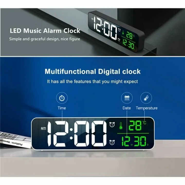 LED Large Display Alarm Clock with Date & Temp